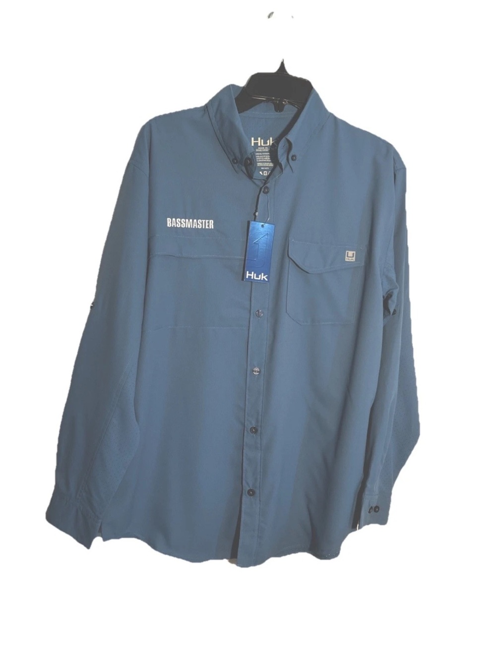 NEW Huk Men’s Bassmaster Button-Front Shirt M - Blue